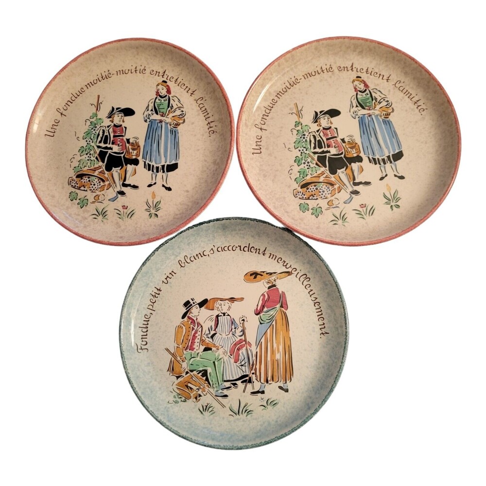 Set of 3 France Peint A La Main 8 1/4” Wall Plates *READ*